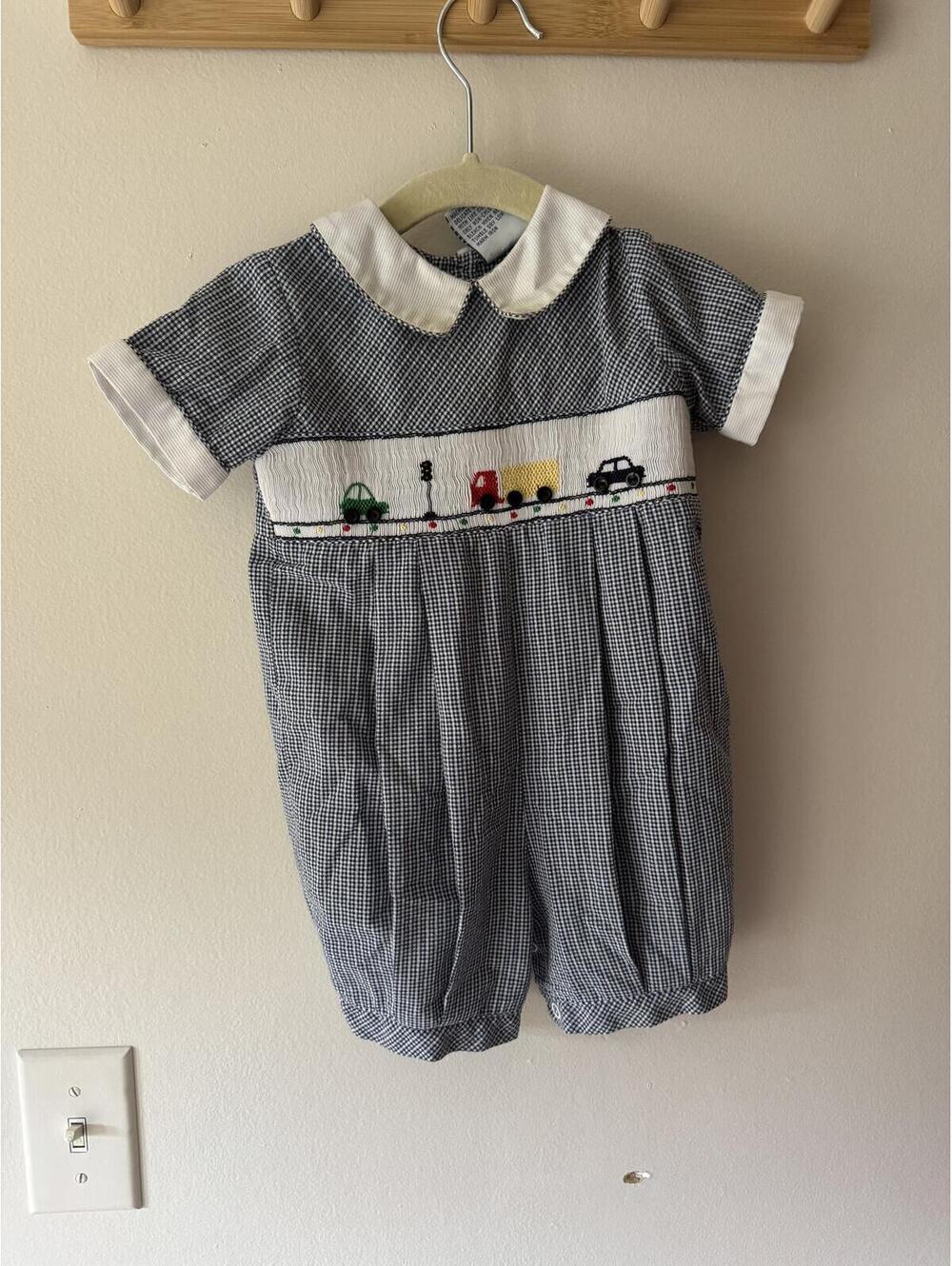 Carriage Boutiques 12m boys smoked one piece romper